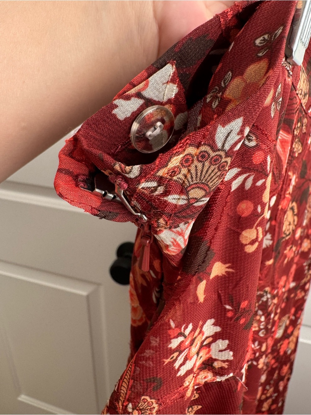 Vintage Y2K 2006 Christopher & Banks Rust Floral Chiffon Midi Skirt 12 - Picture 4 of 6